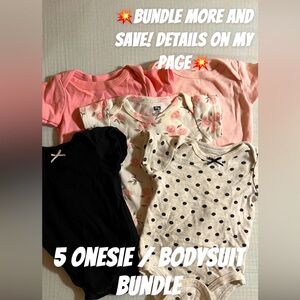 (5) 0-3m HB 100% Cotton Polka Dot and Solid Color Baby Onesies